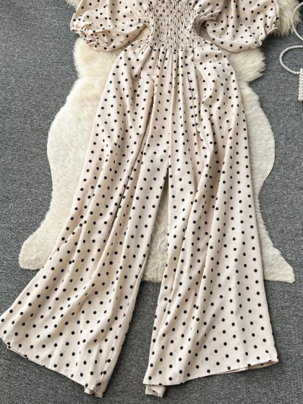Smocked V-Neck Wide Leg Jumpsuit, image 12