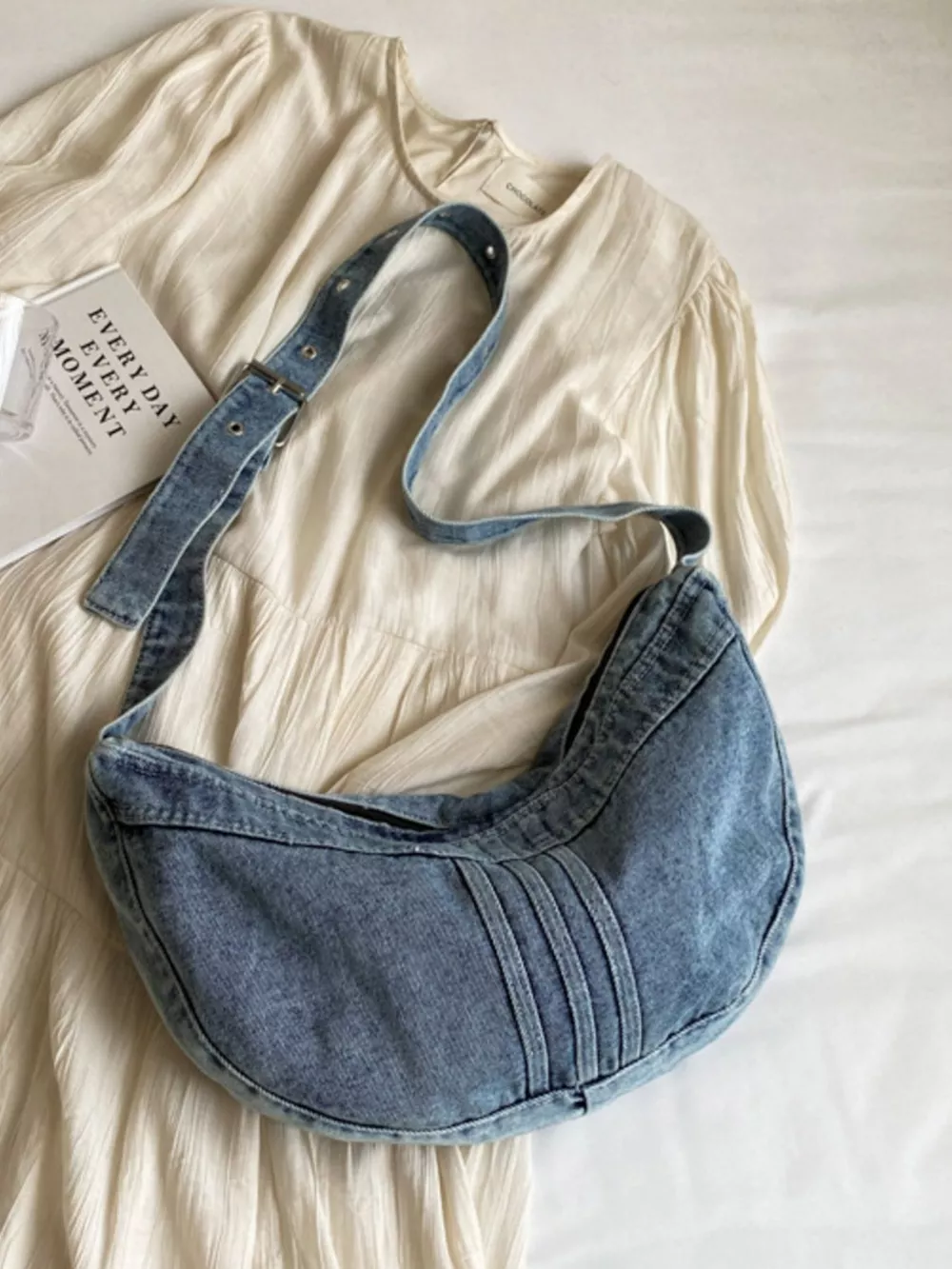 Denim Adjustable Strap Crossbody Bag, image 3
