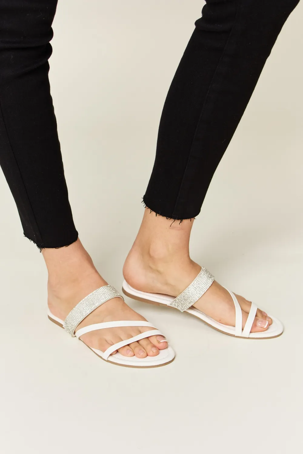 Rhinestone Strappy Flat Sandals, image 4