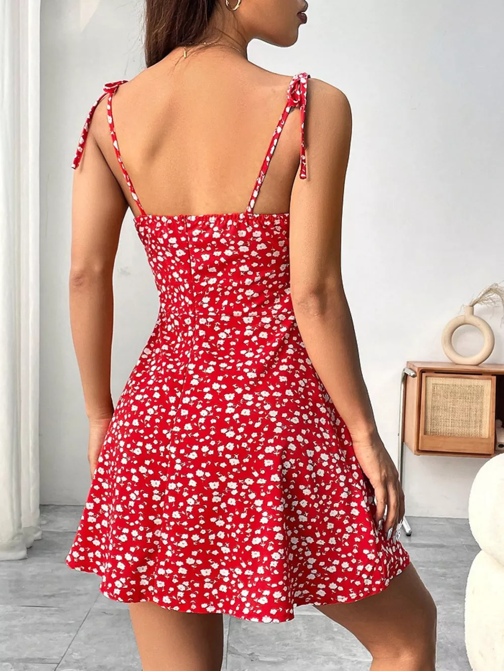 Floral Print Tie Strap Mini Dress, image 15