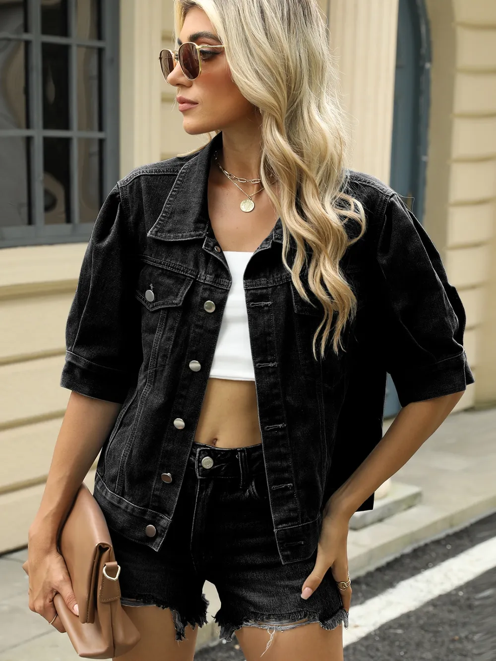 Button Down Washed Denim Jacket, image 5