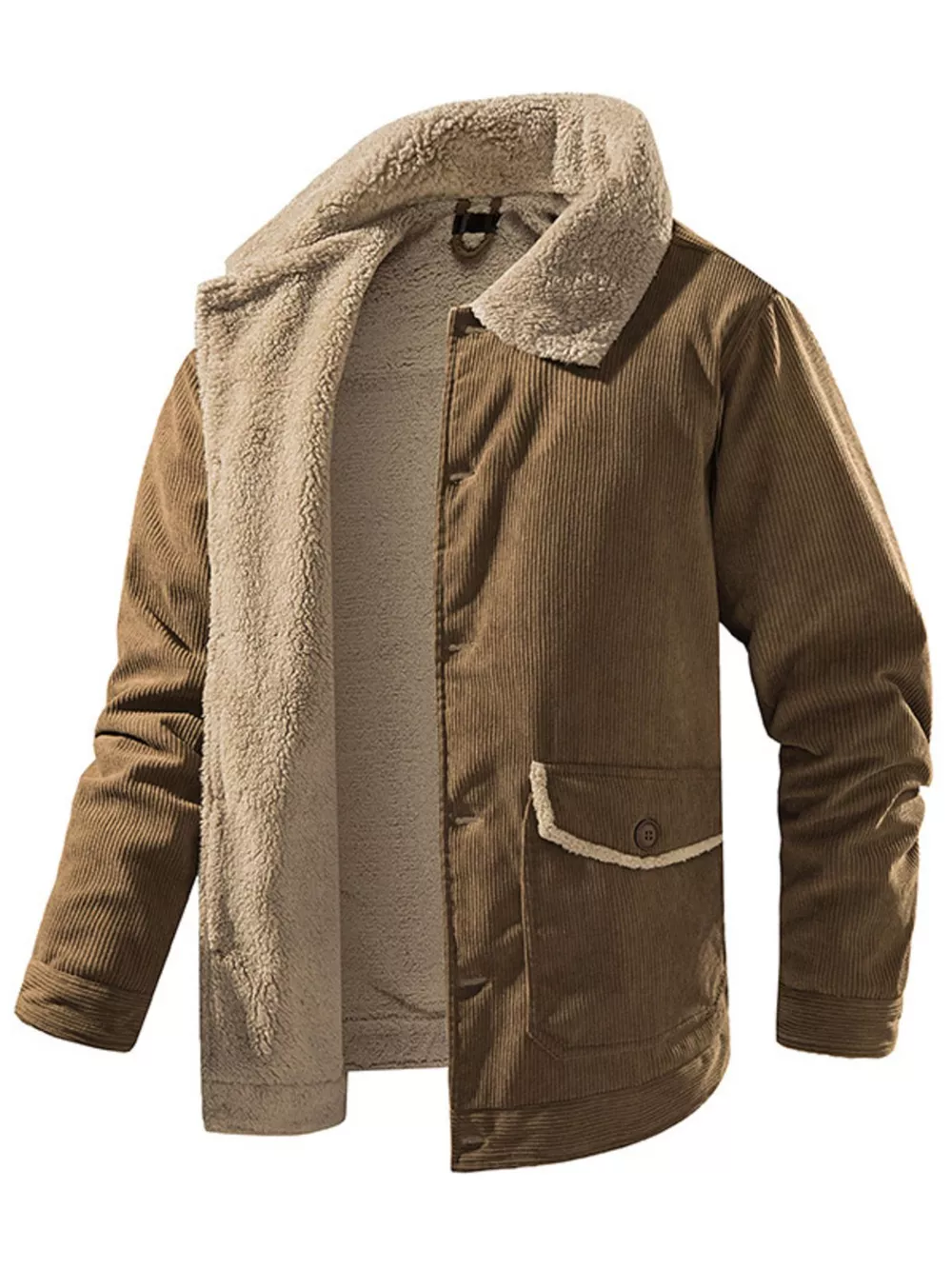 Men's Corduroy Sherpa Lined Button-Up Jacket, image 4