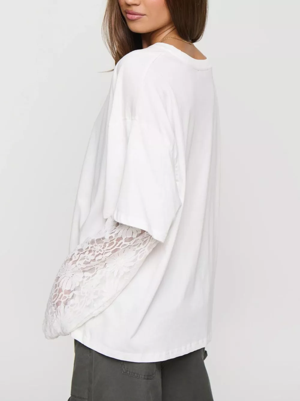 Layered Lace-Sleeve T-Shirt, image 4