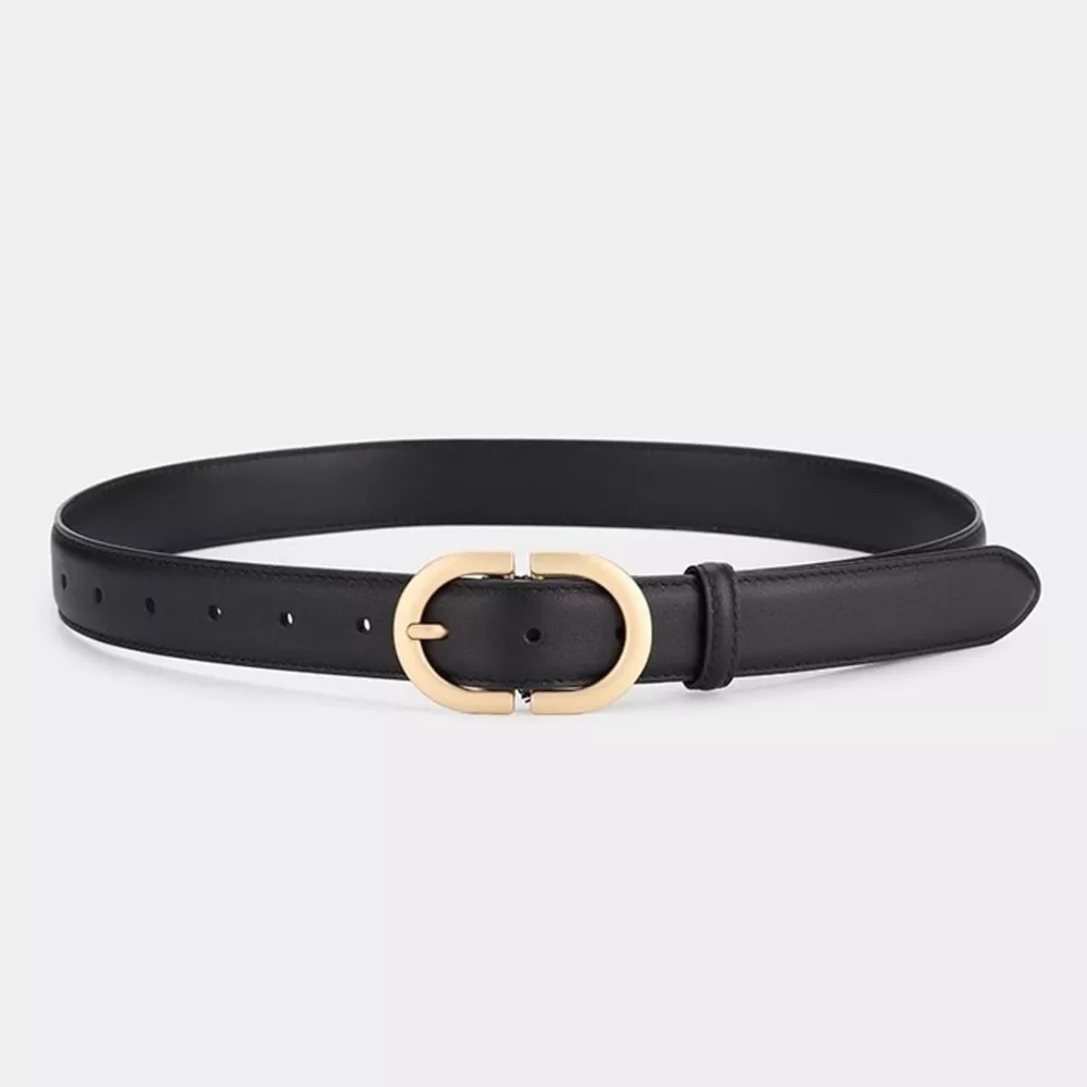 Gold Buckle Leather Belt, image 5