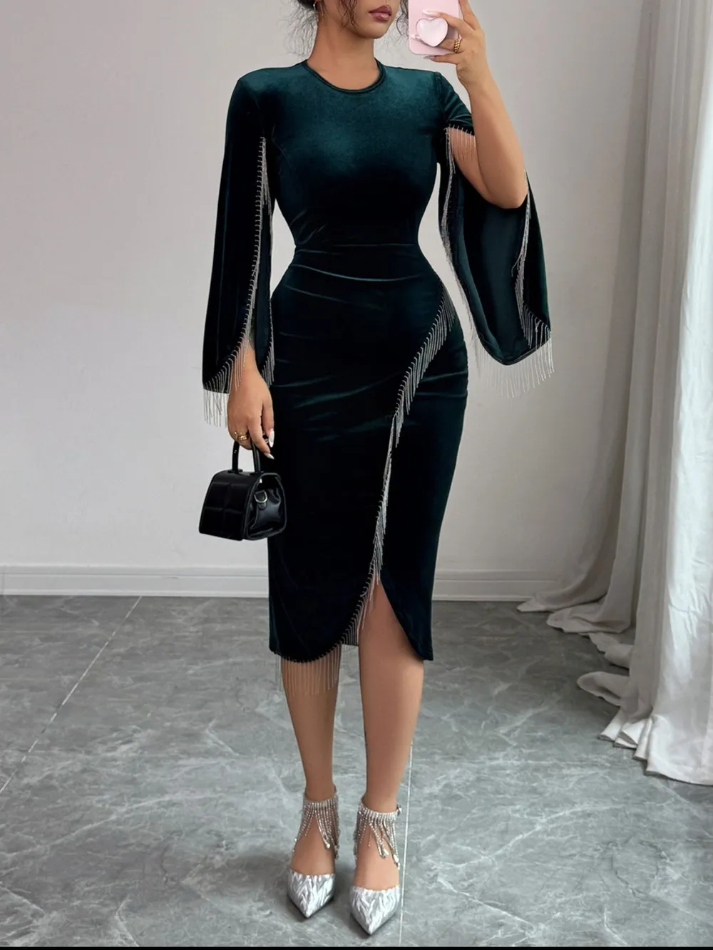 Round Neck Slit Sleeve Dress, image 3