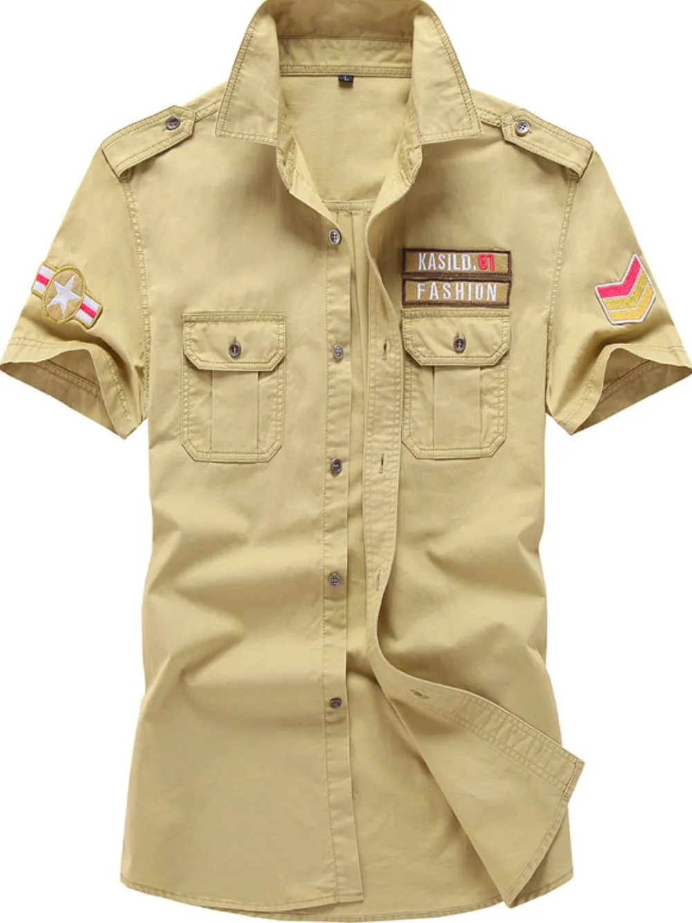 Men's Plus Size Embroidered Collared Neck Short Sleeve Shirt, image 8