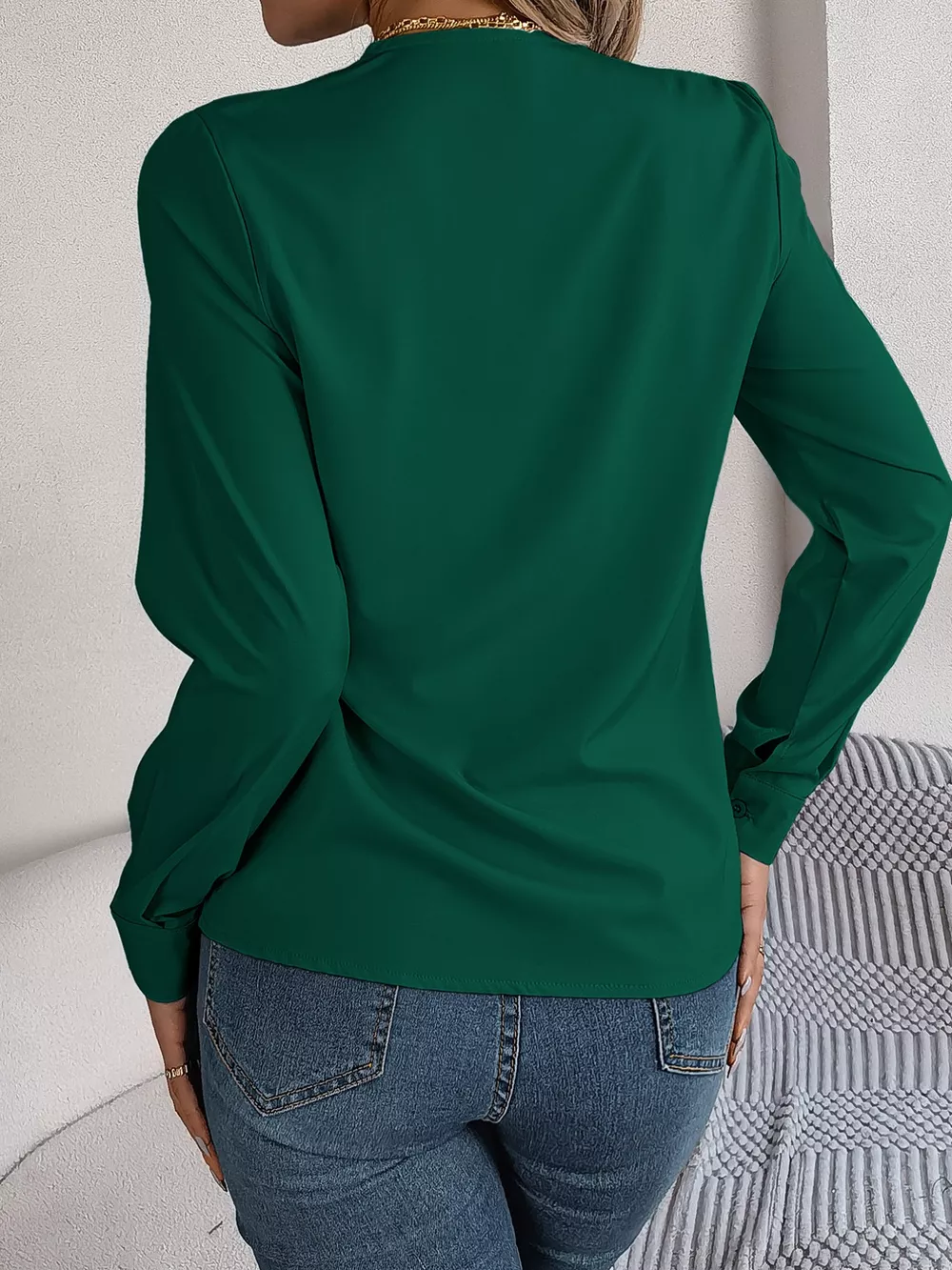 Layered V-Neck Long Sleeve Blouse, image 19