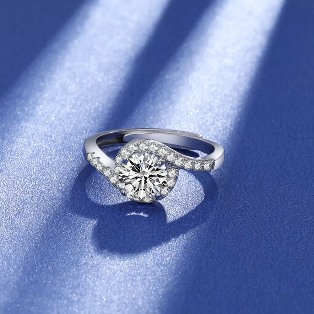 1 Carat 925 Sterling Silver Moissanite Ring, image 2