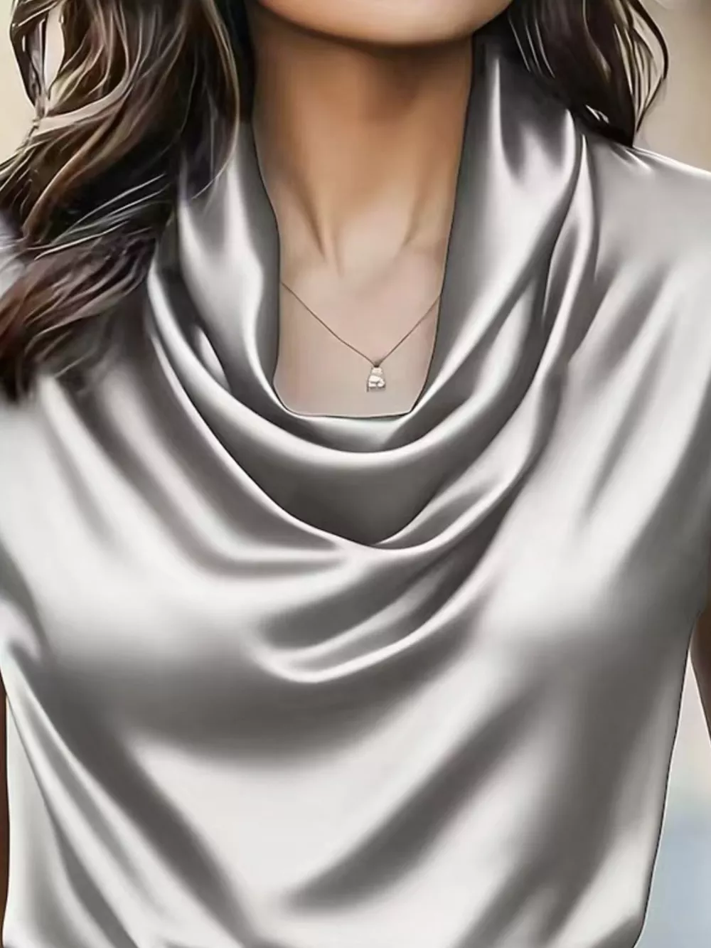Satin Cowl Neck Blouse, image 5