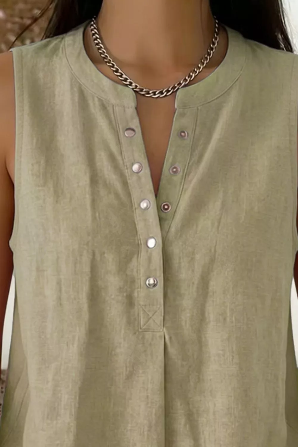 Snap Down Sleeveless Top, image 5