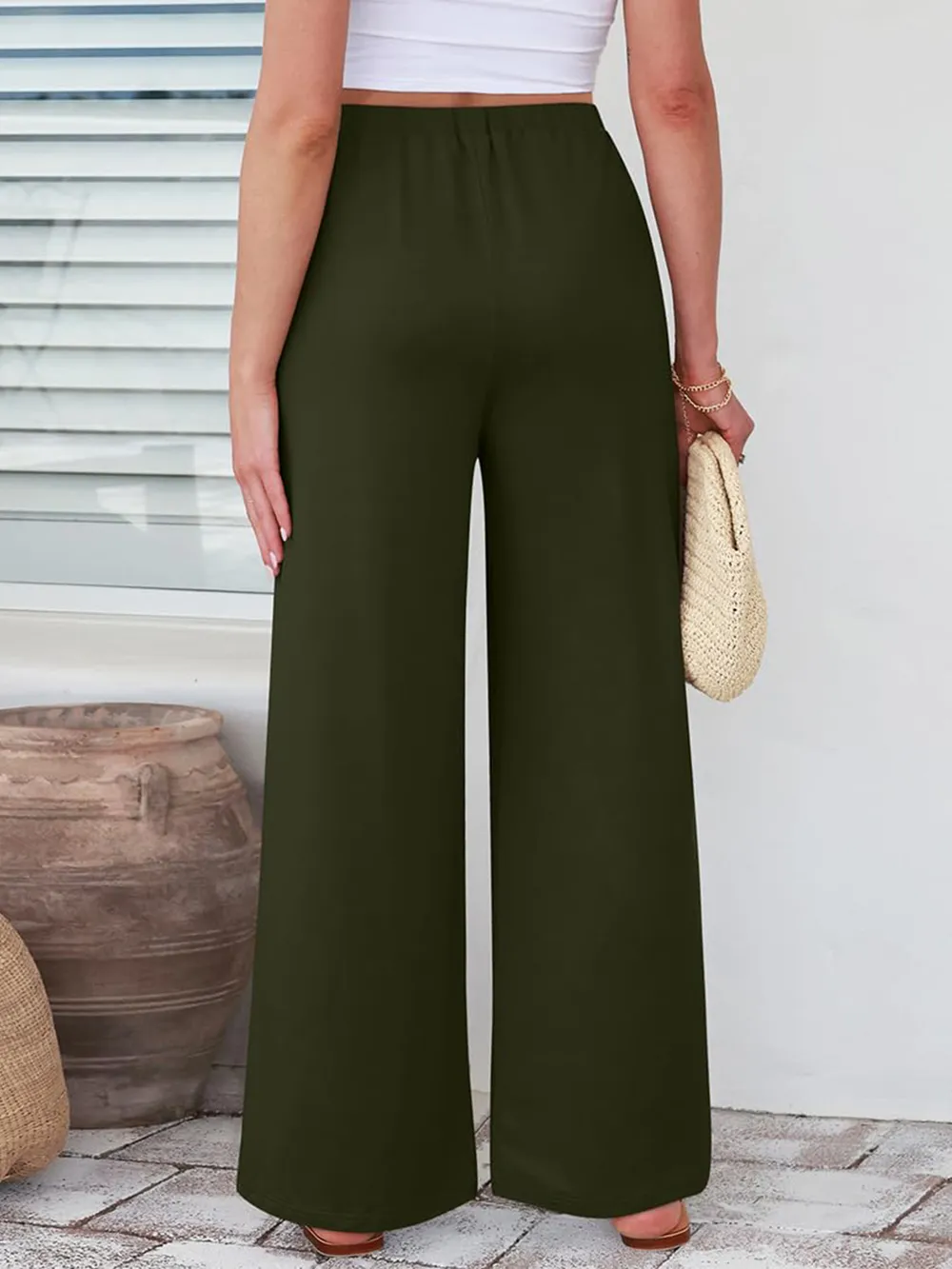Elastic Waist Wide Leg Pants, image 6