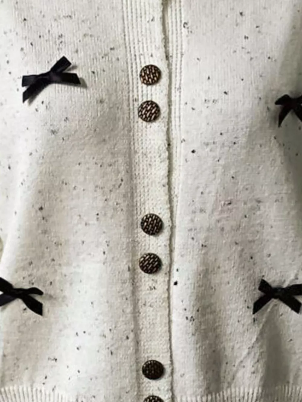 Bow Button Up Ribbed Hem Cardigan, image 4