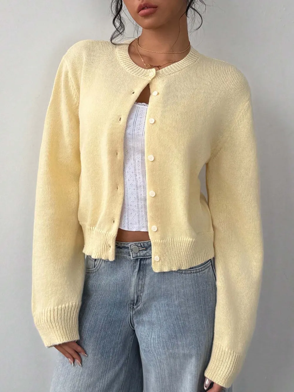 Button-Up Long Sleeve Knit Cardigan, image 5