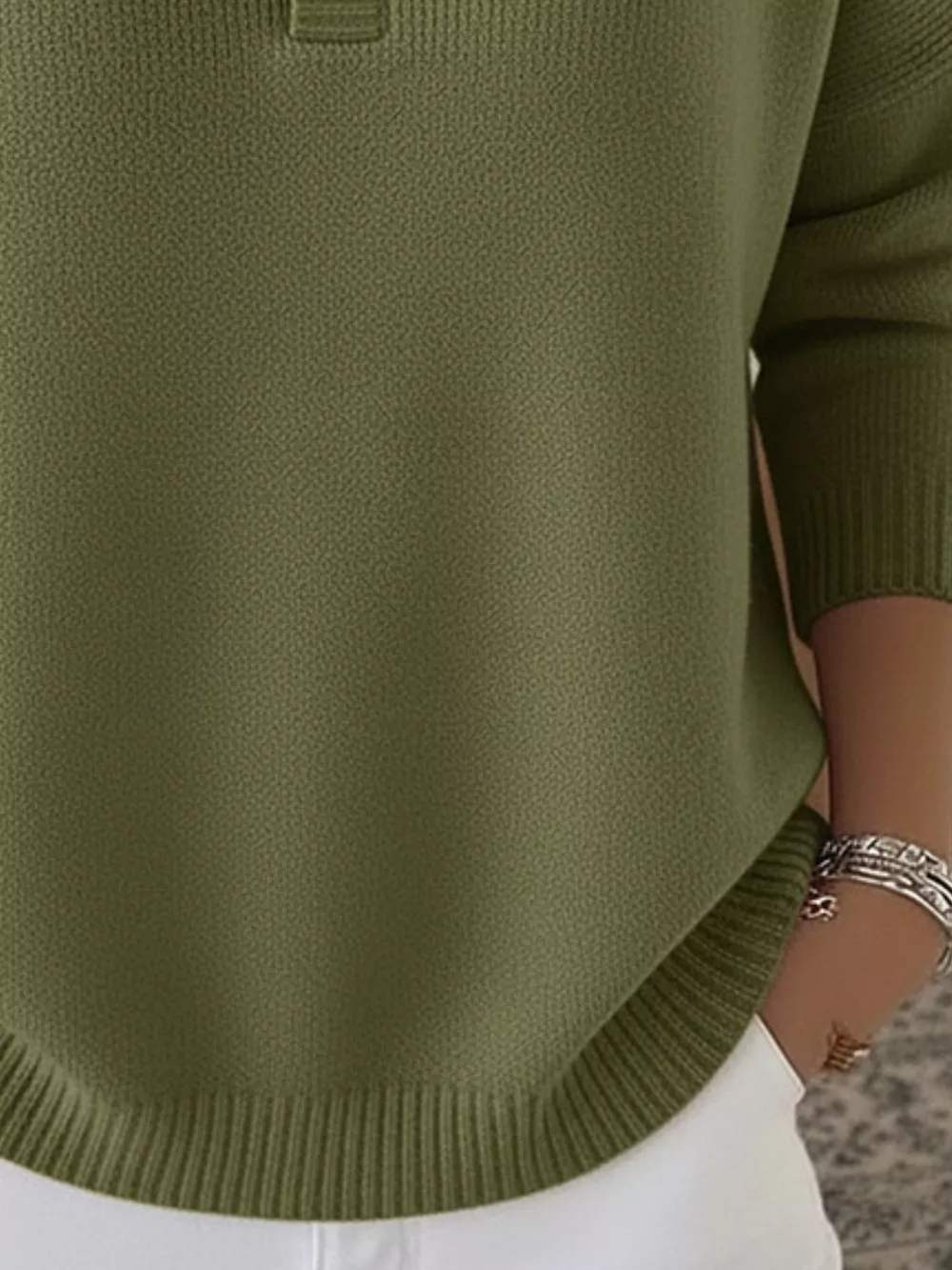Full Size Button Detail Ribbed Knit Sweater Plus Size, image 21