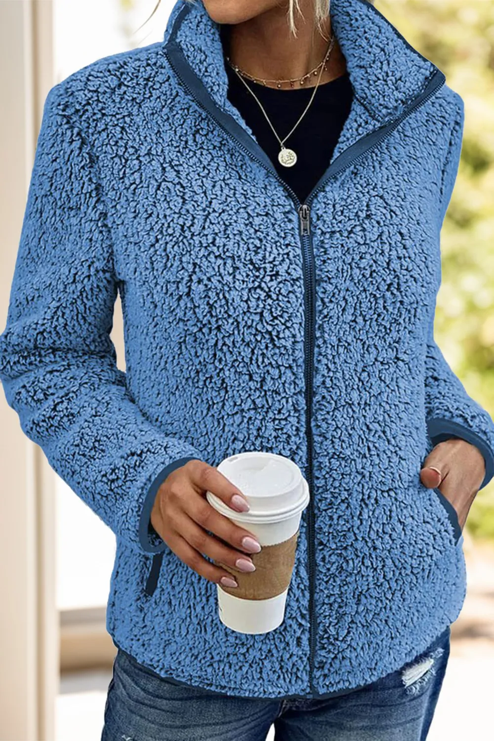 Pocketed Zip Up Turtleneck Jacket, image 21