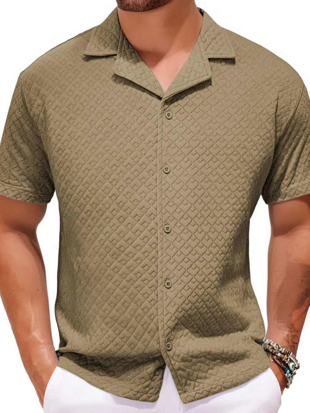Men's Plus Size Button Down Short Sleeve Shirt, image 3