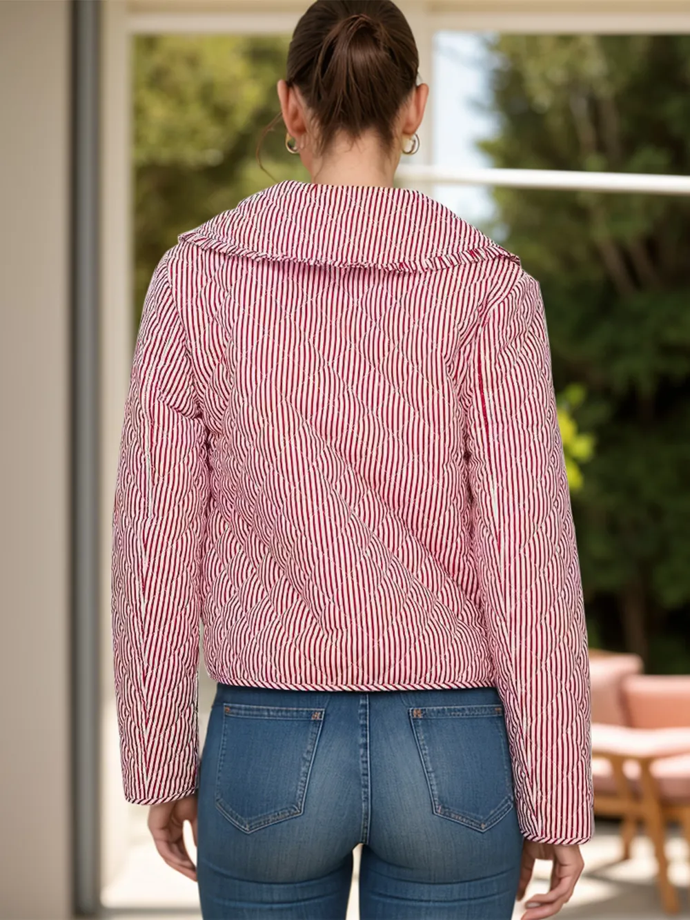 Tied Striped Long Sleeve Jacket, image 3