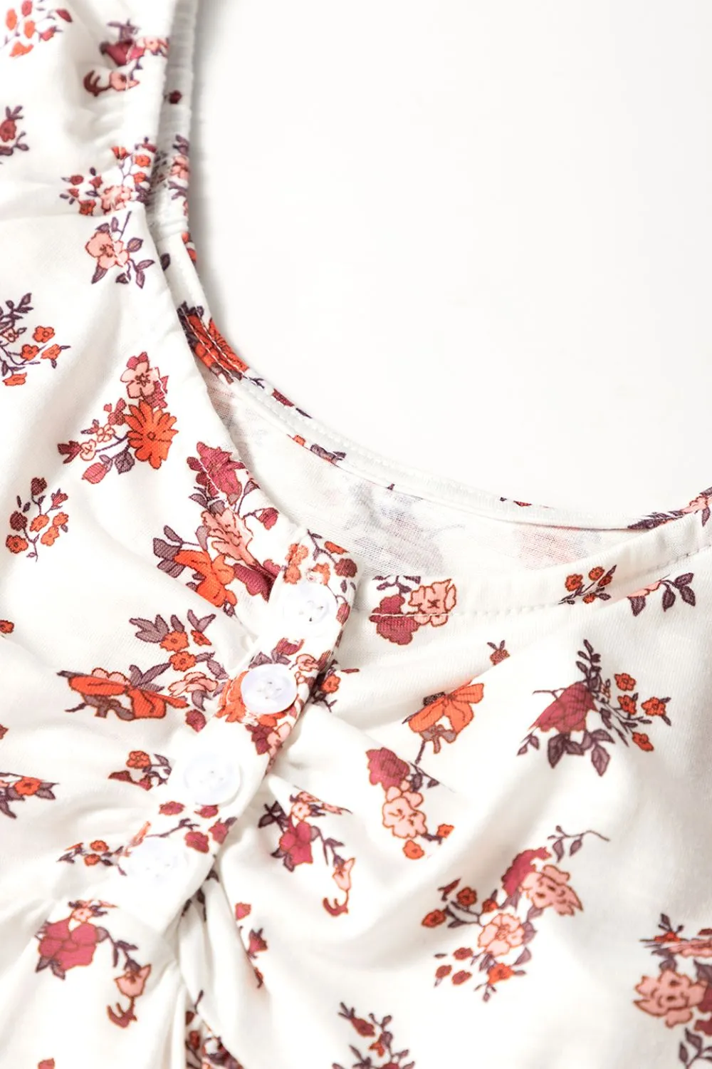Floral Ruched Cinched Short Sleeve Blouse, image 6