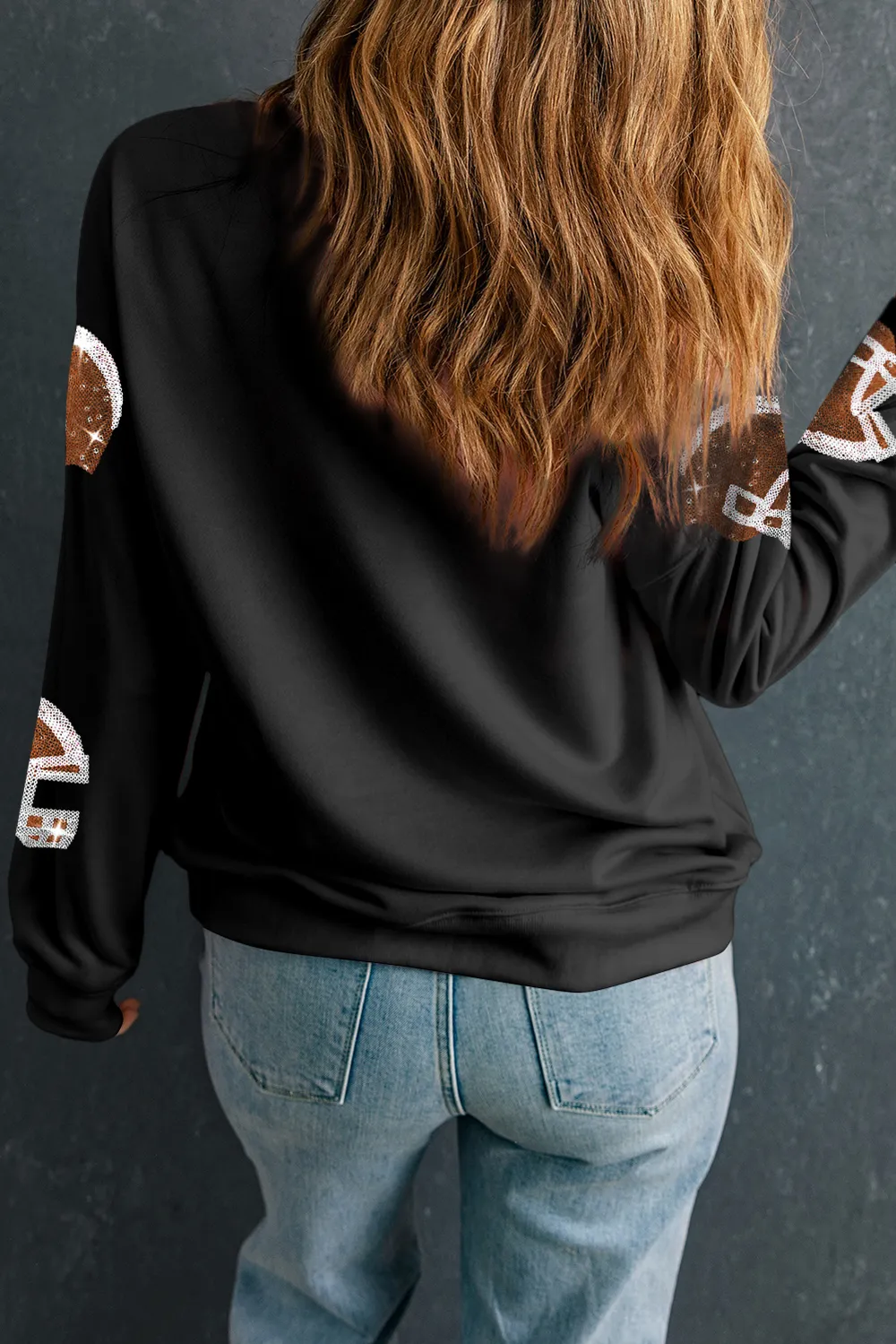 Sequin Round Neck Long Sleeve Sweatshirt, image 2