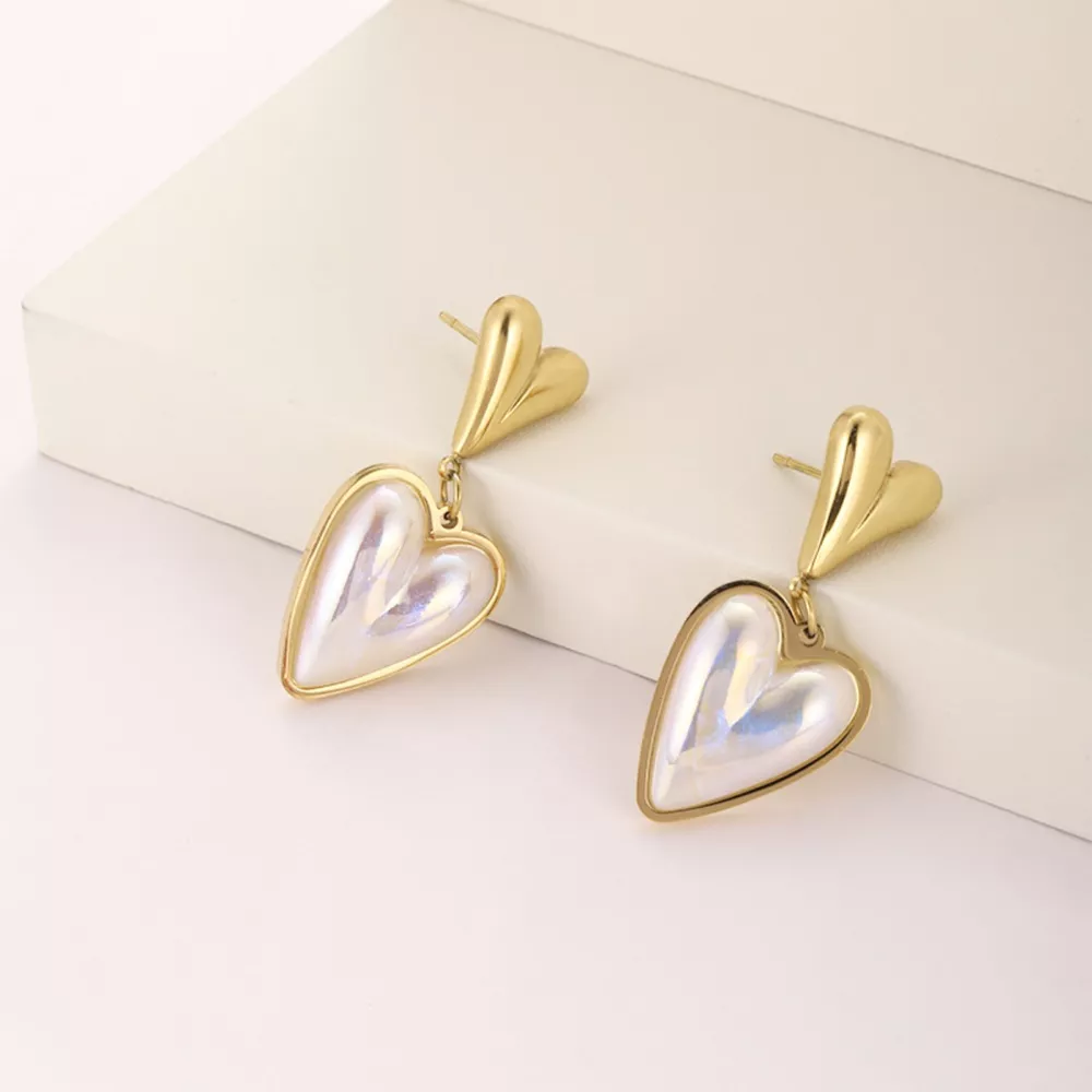 Heart-Shaped Pearl Drop Earrings, image 8