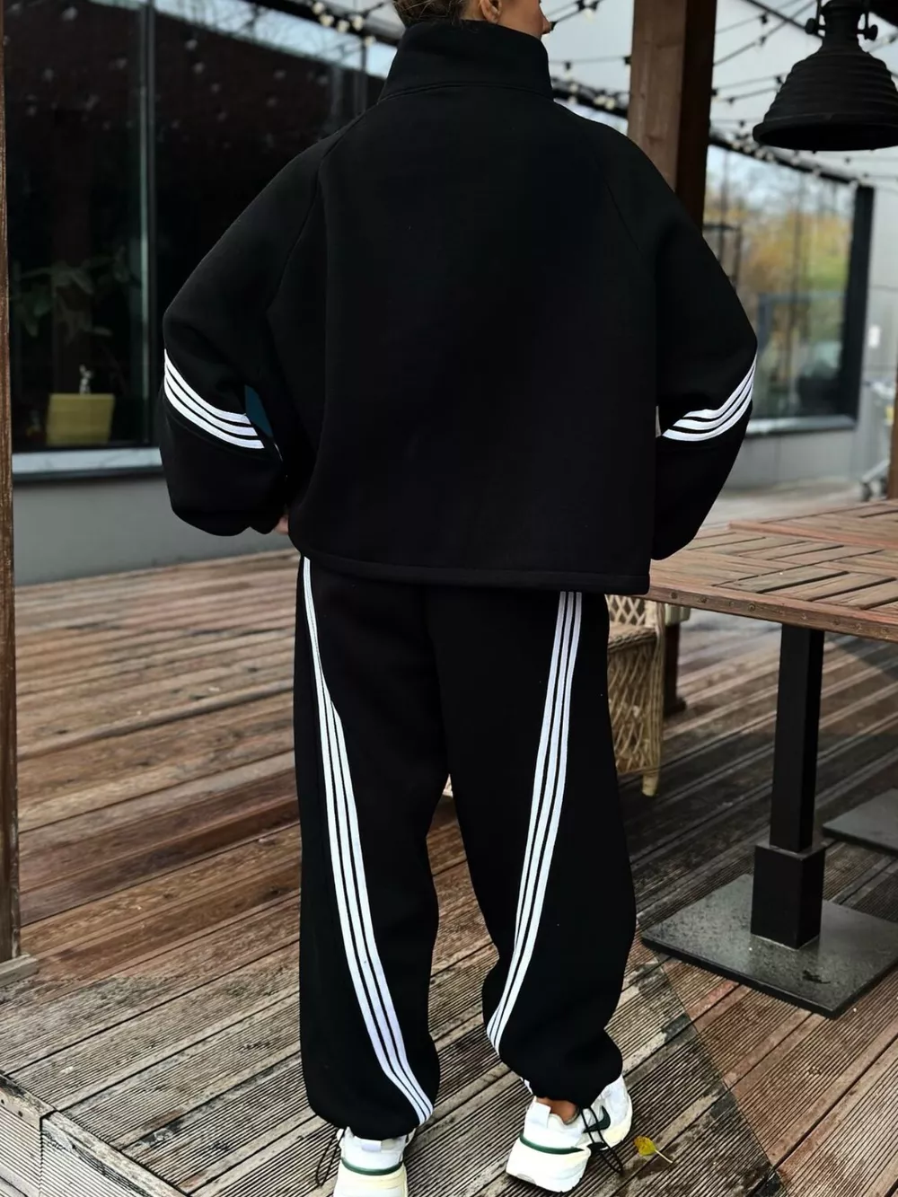 Contrast Striped Zip Up Top and Pants Set, image 4