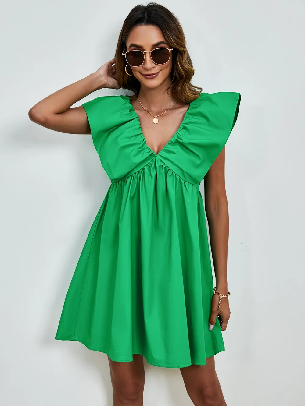 V-Neck Cap Sleeve Mini Dress, image 3