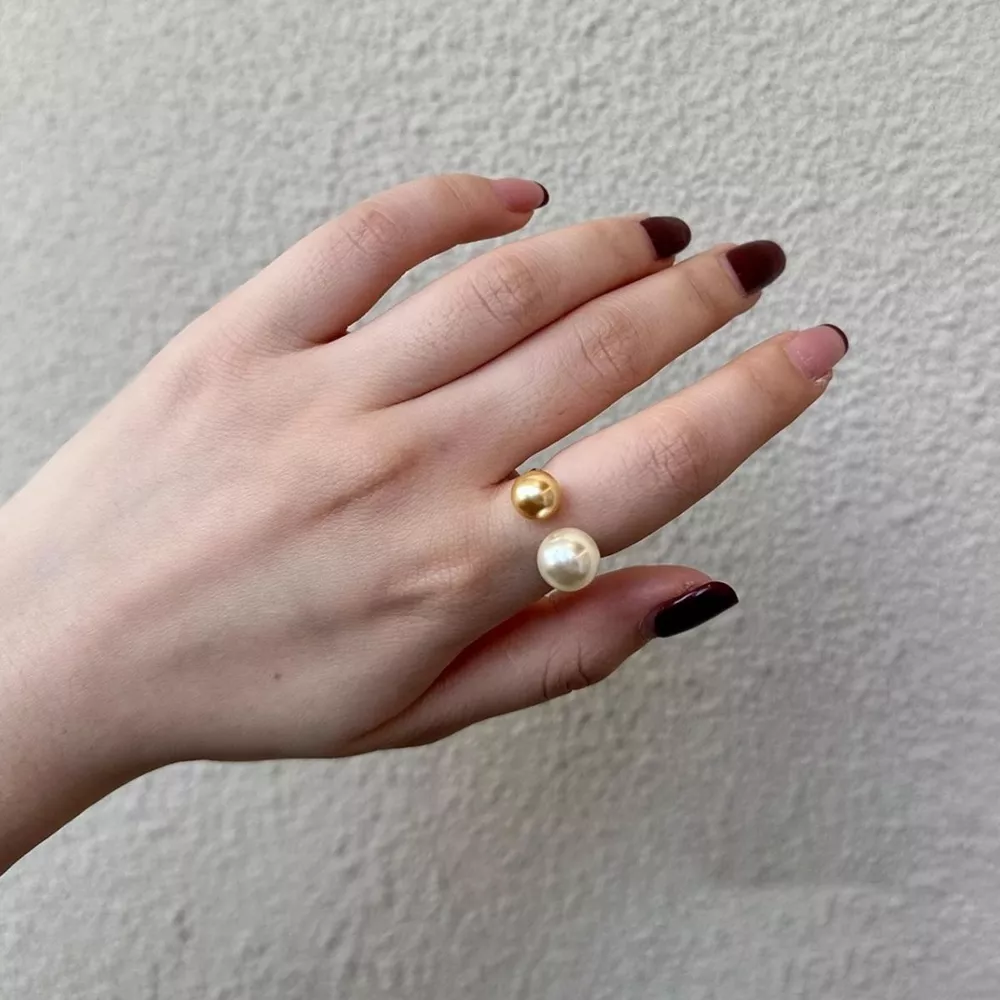 Double Pearl Open Ring, image 2