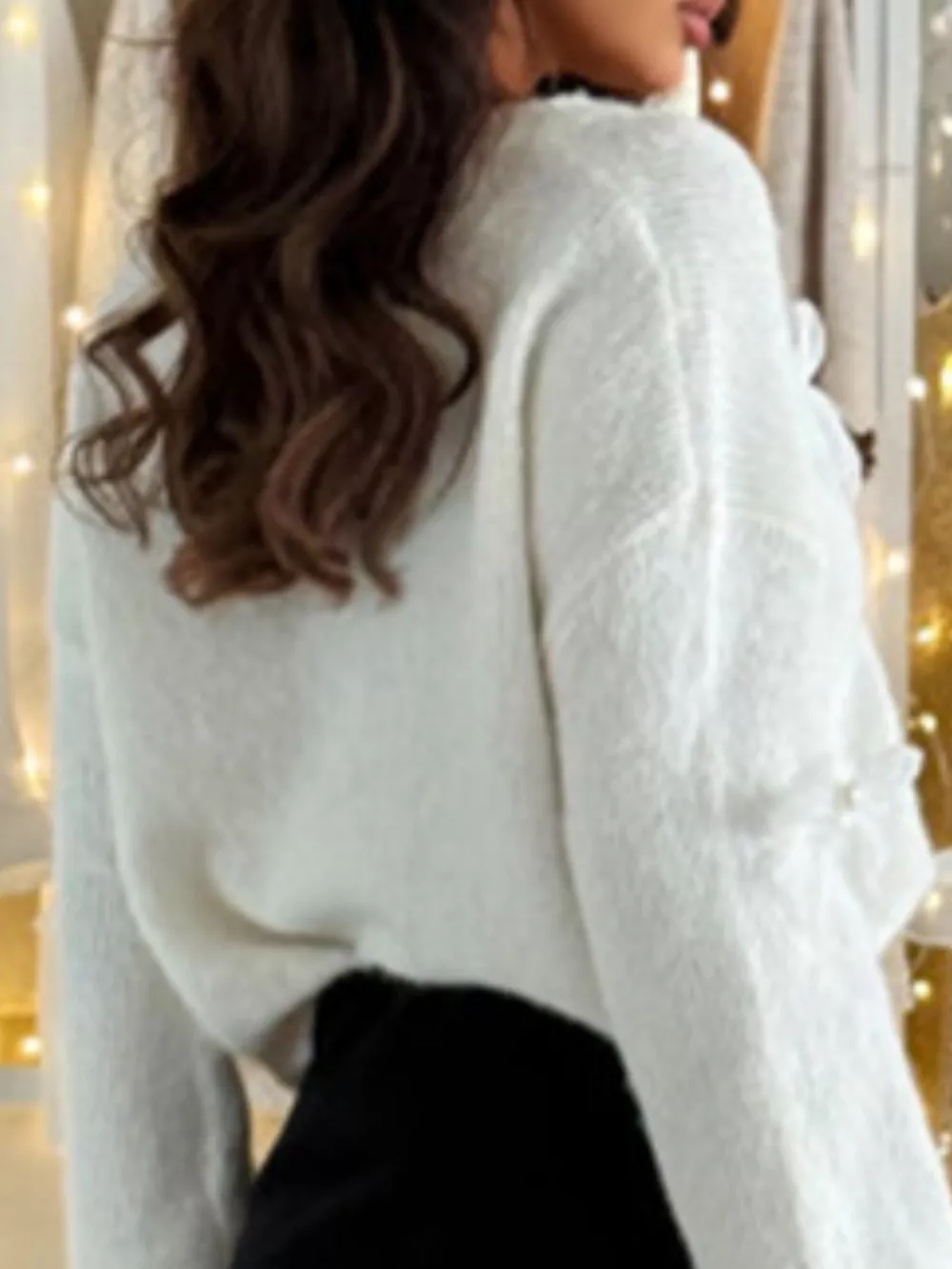 Bow-Decorated V-Neck Sweater, image 4