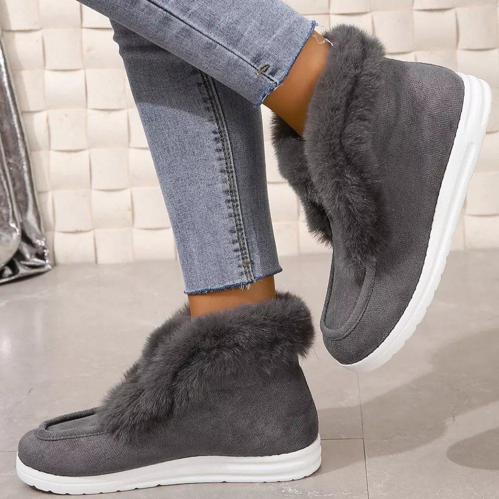 Cozy Fuzzy Trim Ankle Boots, image 5