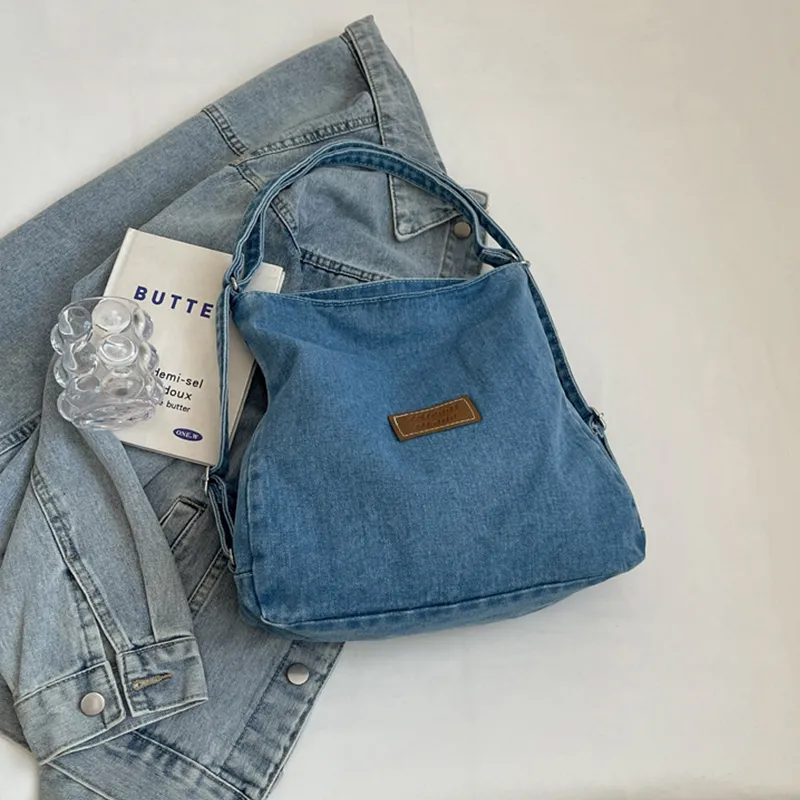 Adjustable Strap Denim Shoulder Bag, image 3