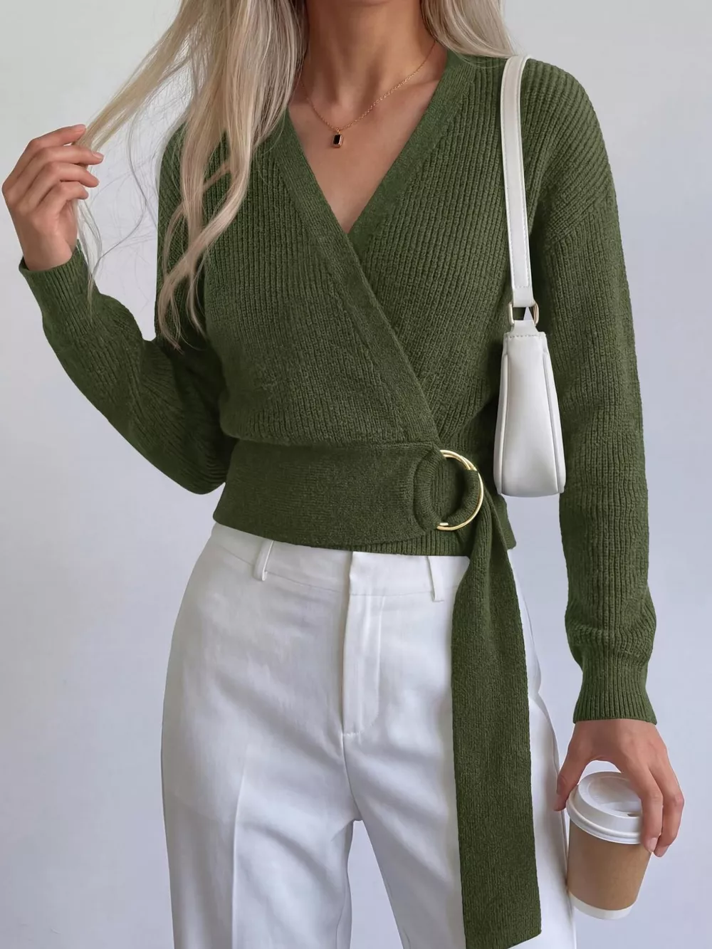 Metal Ring Detail Dropped Shoulder Sweater, image 7