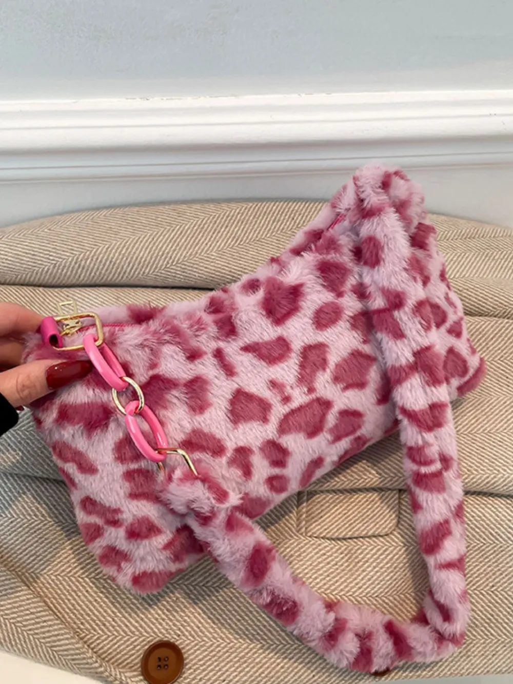 Leopard Fluff Shoulder Bag, image 8