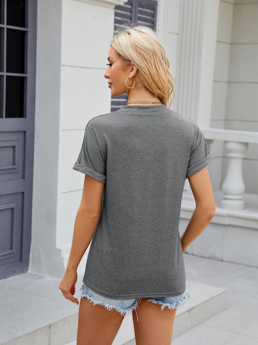 Notched Short Sleeve T-Shirt, image 18