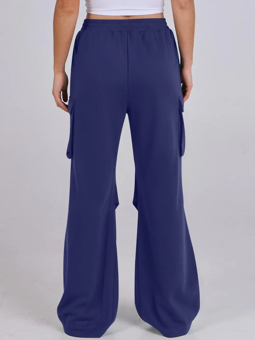 Elastic Waist Wide Leg Pants with Pockets, image 30