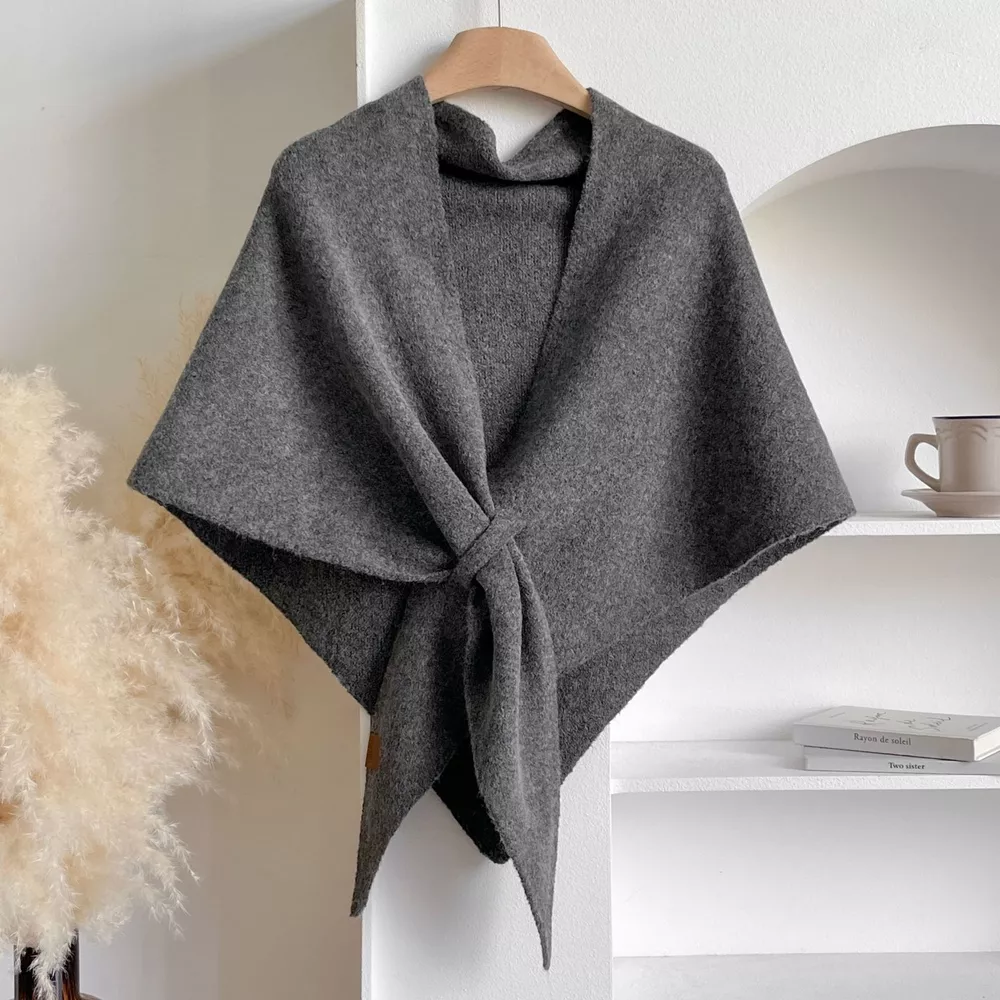 Knitted Solid Color Scarf Shawl, image 3