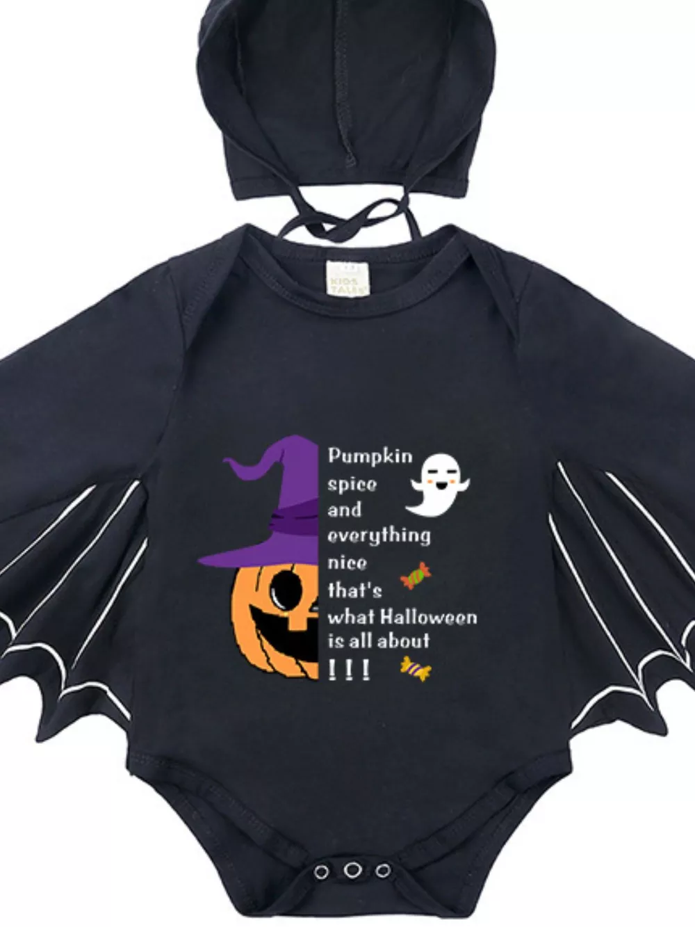 Children's Halloween Bat Bodysuit & Hat Costume Set, image 8
