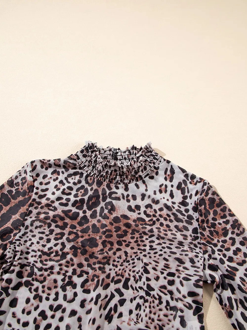 Leopard Print Long Sleeve Mock Neck Bodysuit, image 3
