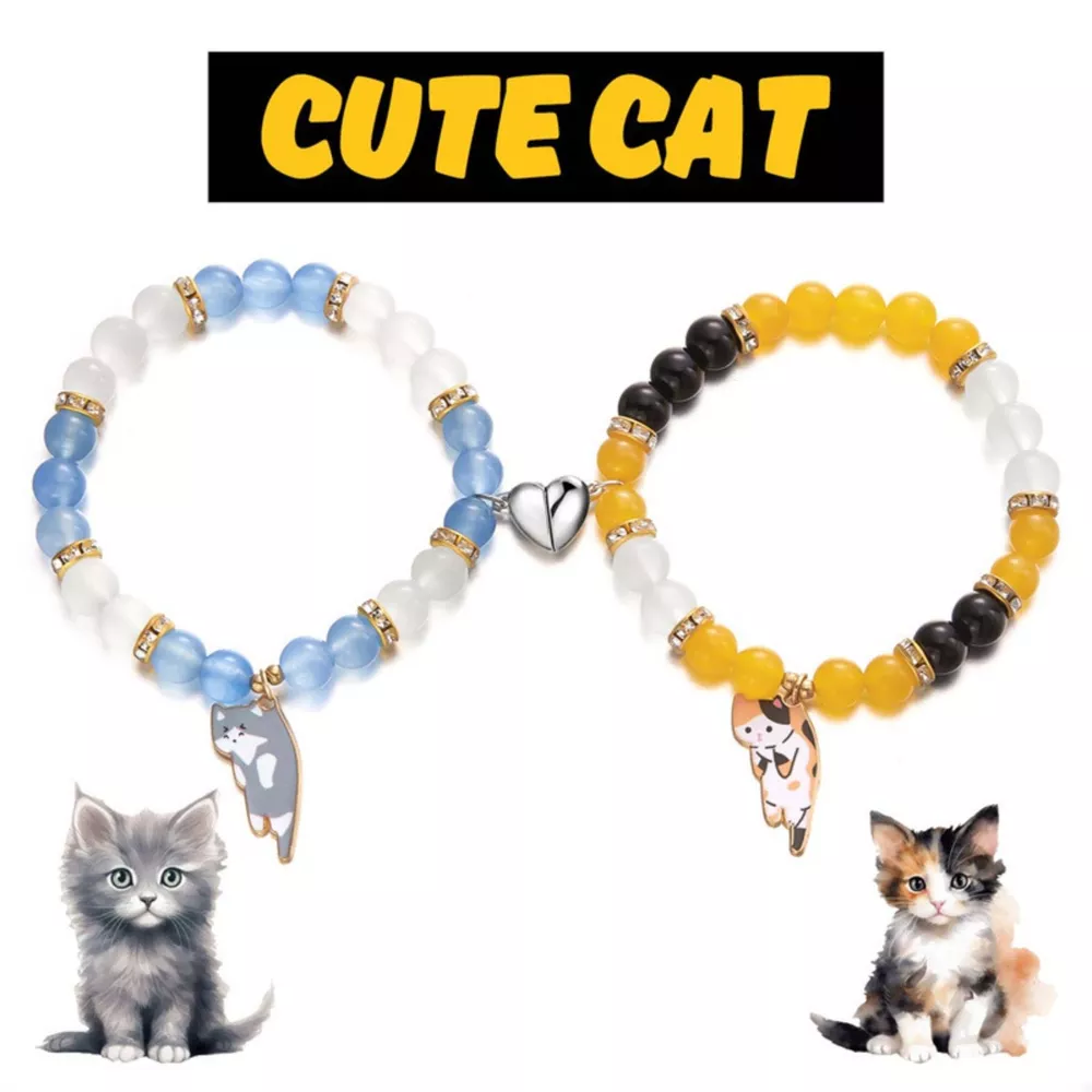2 Piece Beaded Cat Charm Bracelet, image 12
