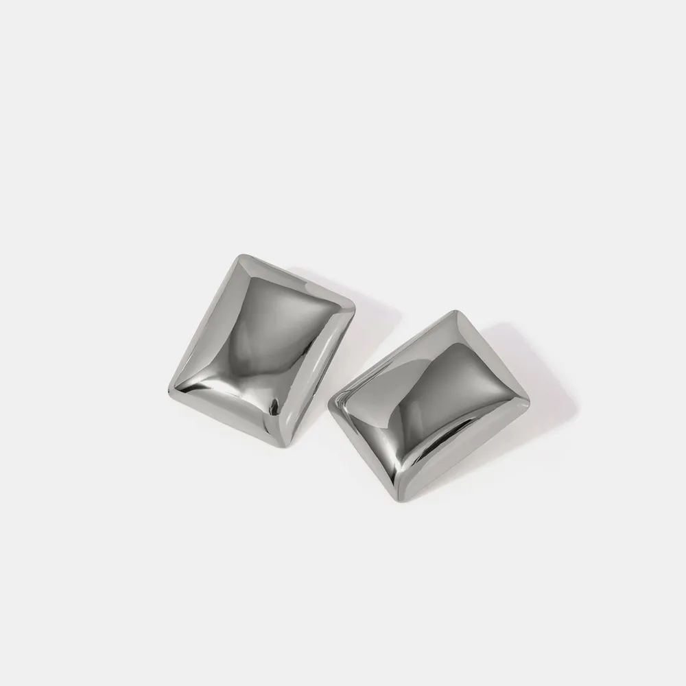 Stainless Steel Rectangular Stud Earrings, image 5