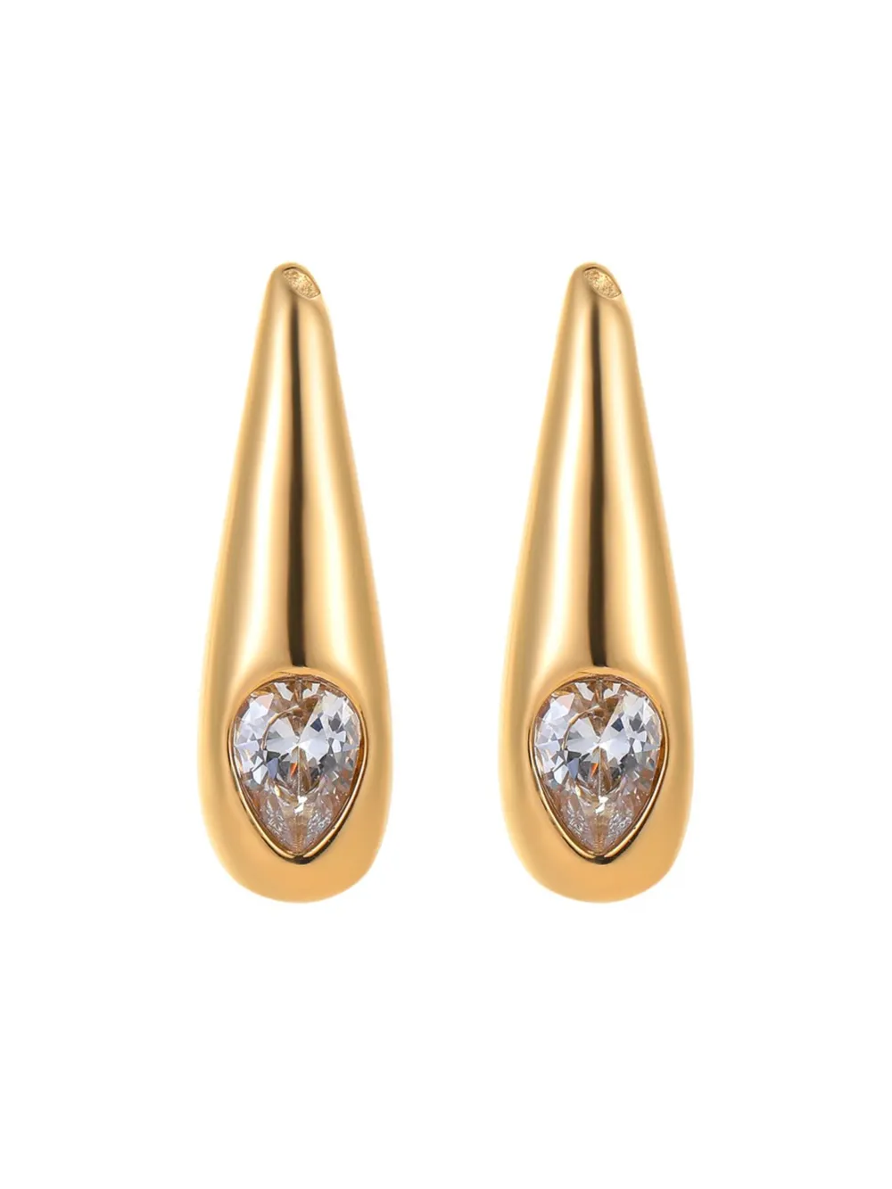 18K Gold-Plated Zircone Teardrop Earrings, image 3