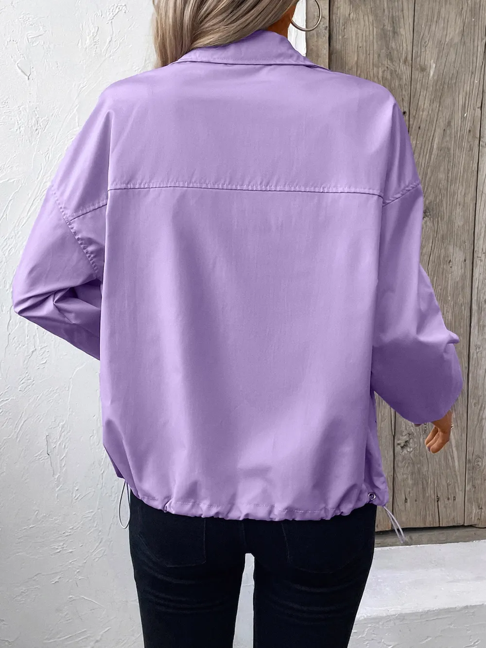 Pocketed Zip Up Long Sleeve Jacket, image 14