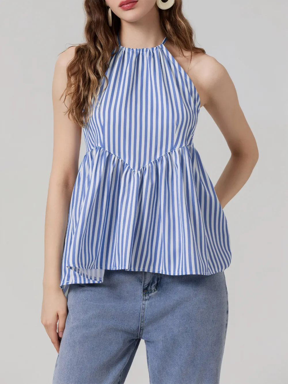 Striped Halter Neck Cami, image 2