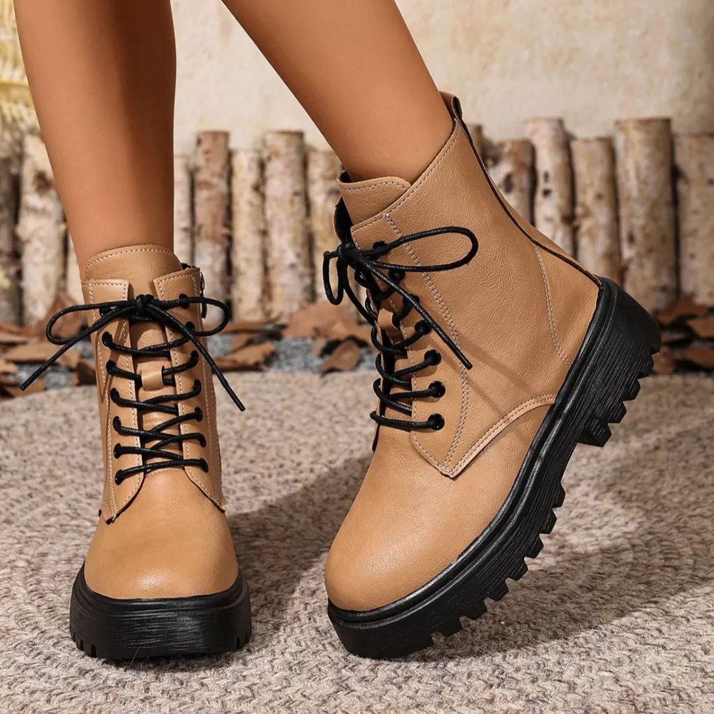 Lace-Up Ankle Combat Boots, image 4