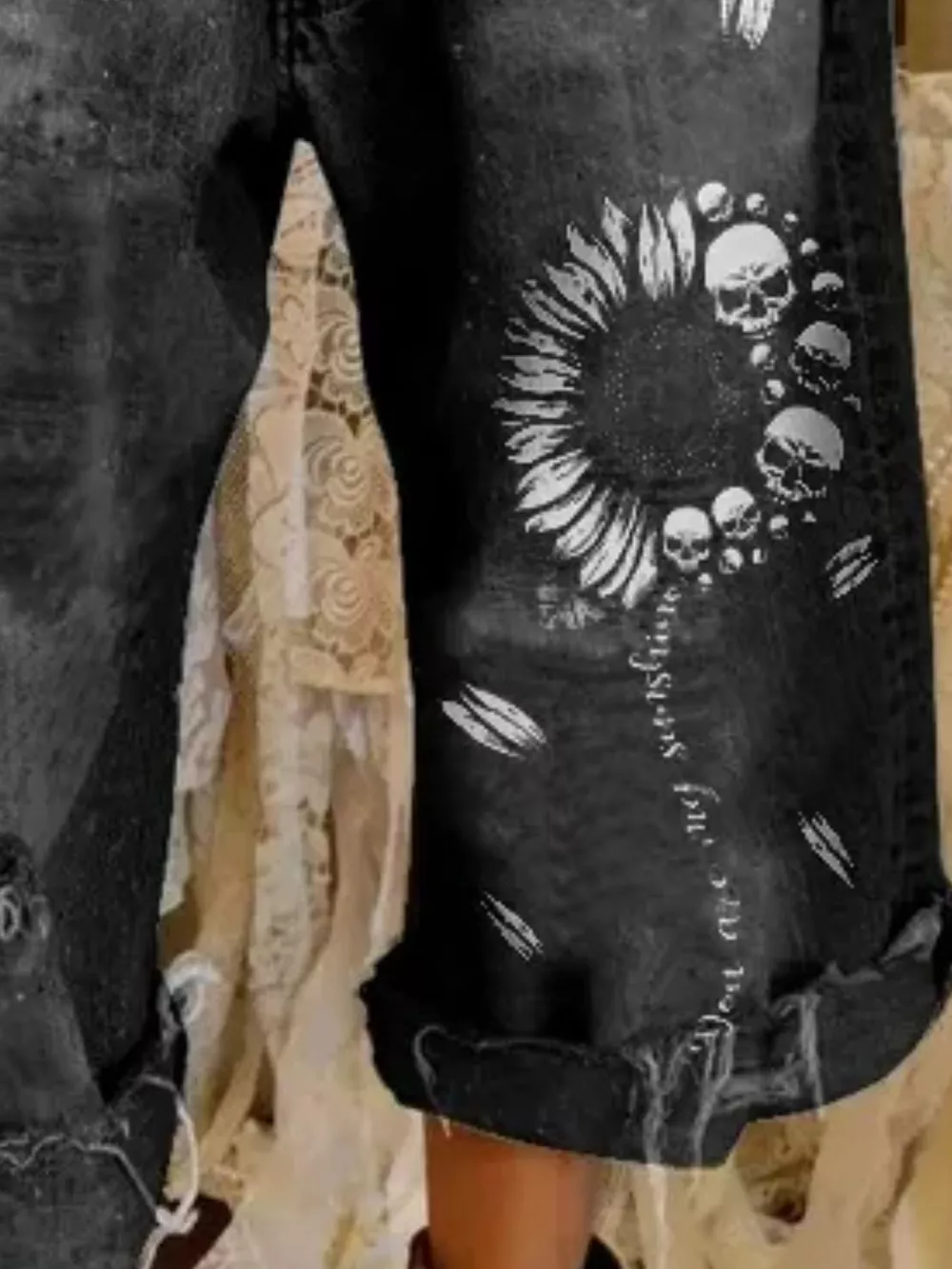Full Size Distressed Skull Print Jeans Plus Size, image 2