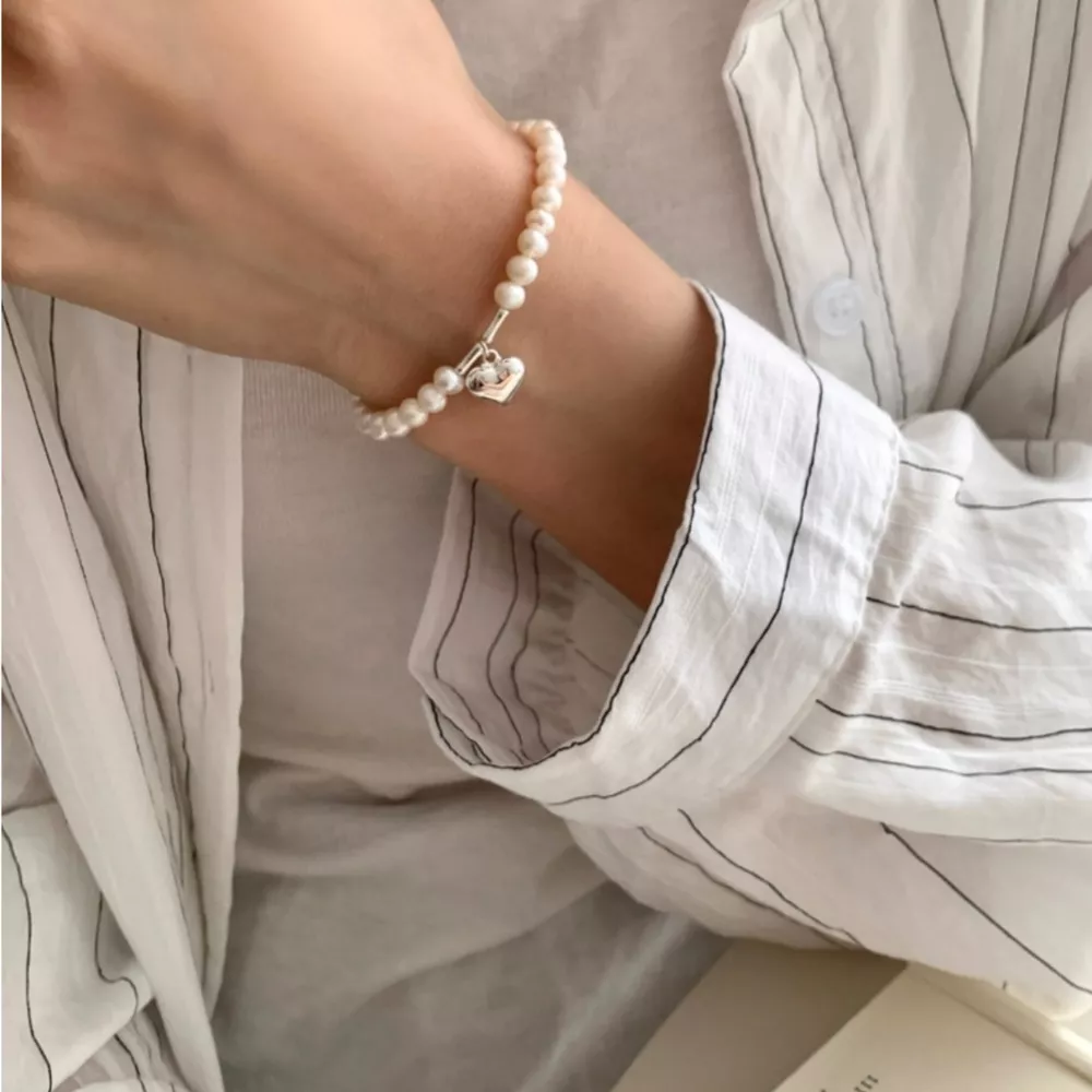 Pearl Heart Charm Bracelet, image 6
