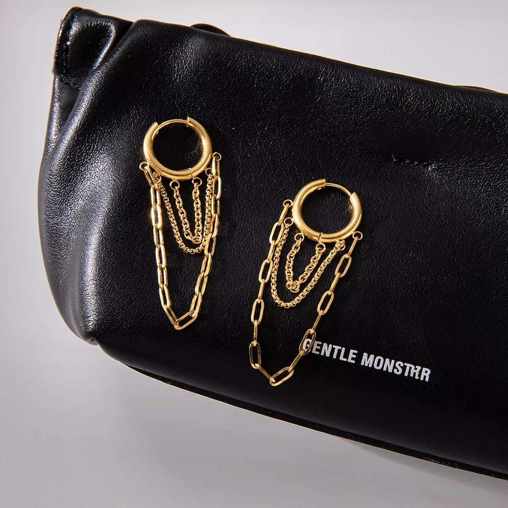 18K Gold-Plated Chain Hoop Earrings, image 4