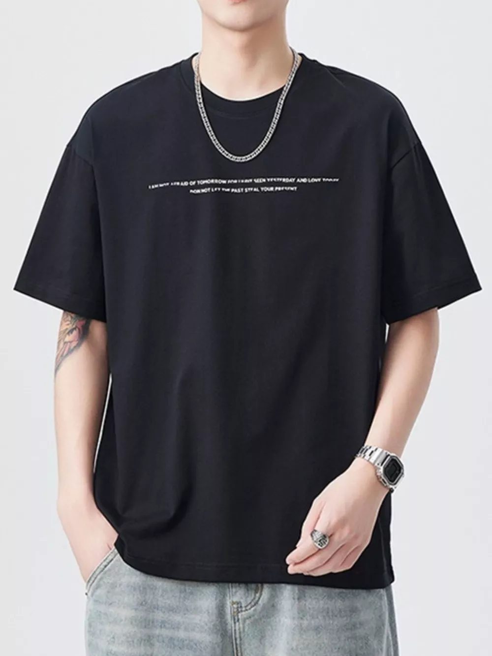 Men's Plus Size Round Neck Short Sleeve T-Shirt, image 2