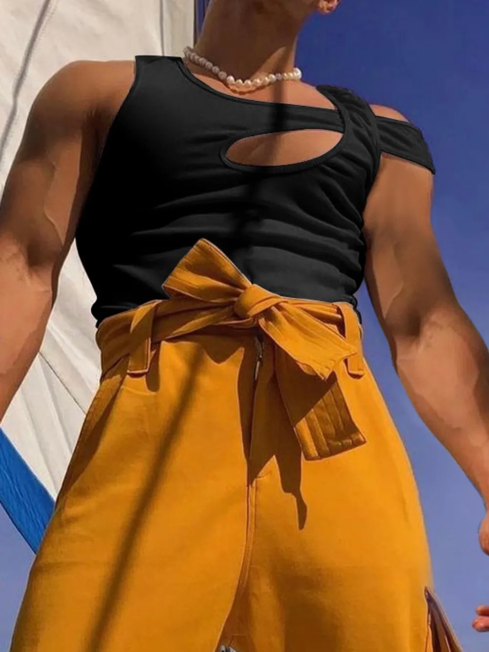Men's Full Size Asymmetrical Cutout Tank Plus Size, image 4