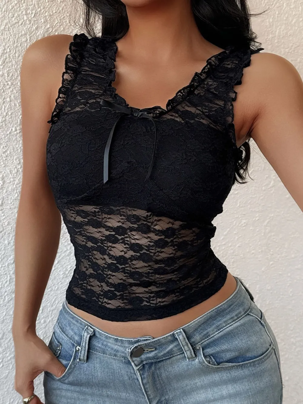 Lace Wide Strap Tank, image 4