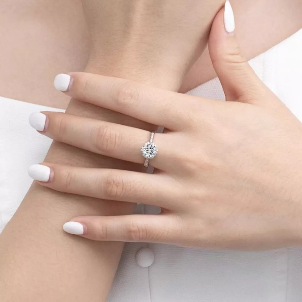 1 Carat Moissanite 925 Sterling Silver Ring, image 3